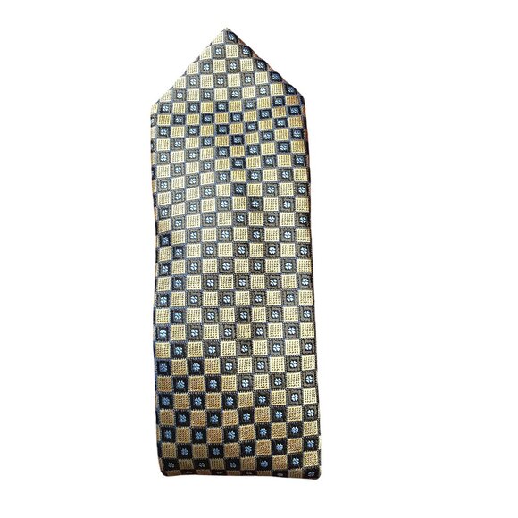 Ermenegildo Zegna Silk Gold Blue Textured Tie Office Old Money Quiet Luxury NWT - Picture 4 of 11